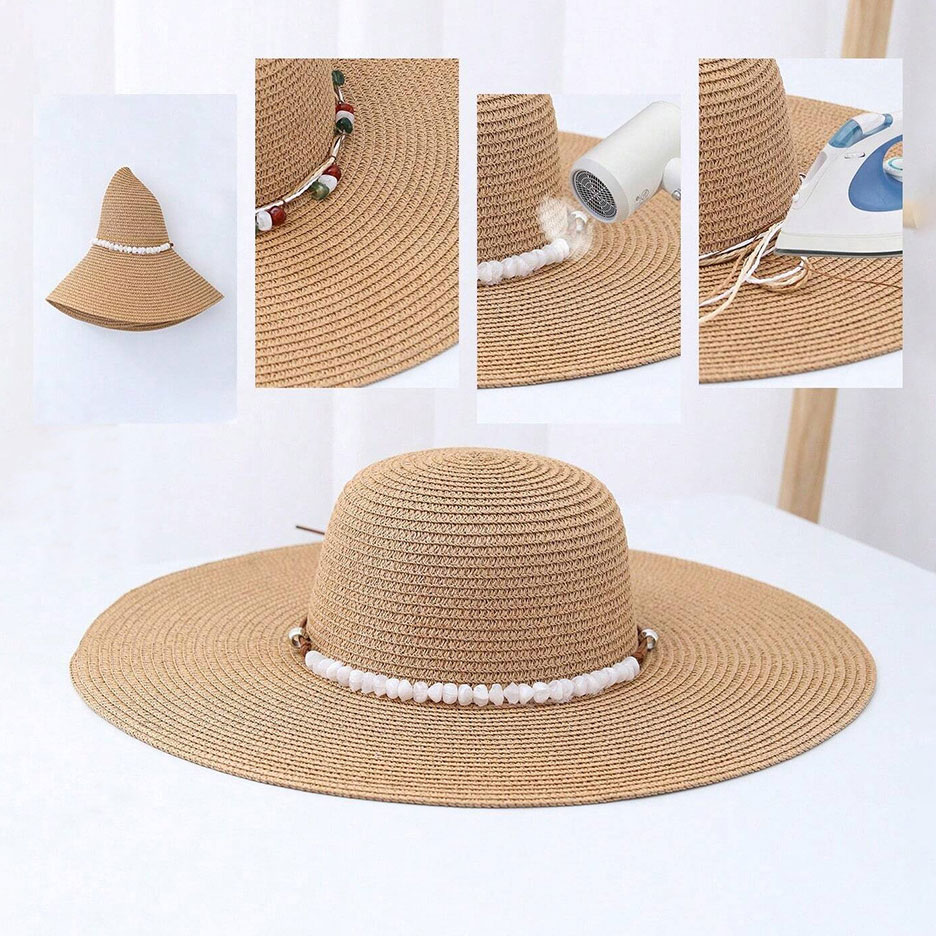 Light Camel accessories,Plain Color accessories,Light Camel Color Pearl Detail Visor Hat