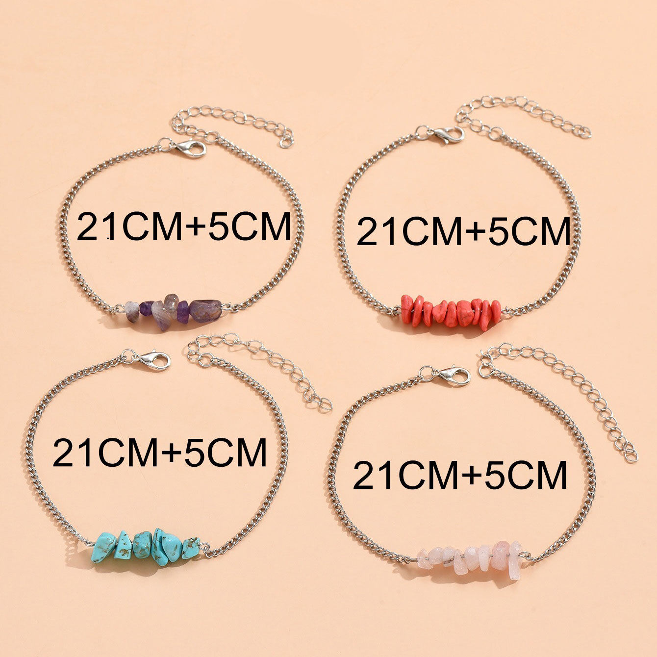 Multi Color jewelry,Other jewelry,Multi Color Stones Alloy Anklet Set