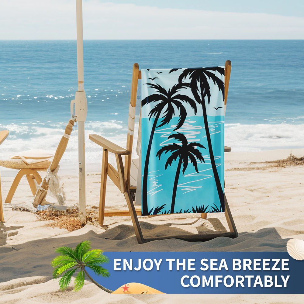 Sky Blue accessories,Plants accessories,Tropical Plants Print Sky Blue Beach Blanket