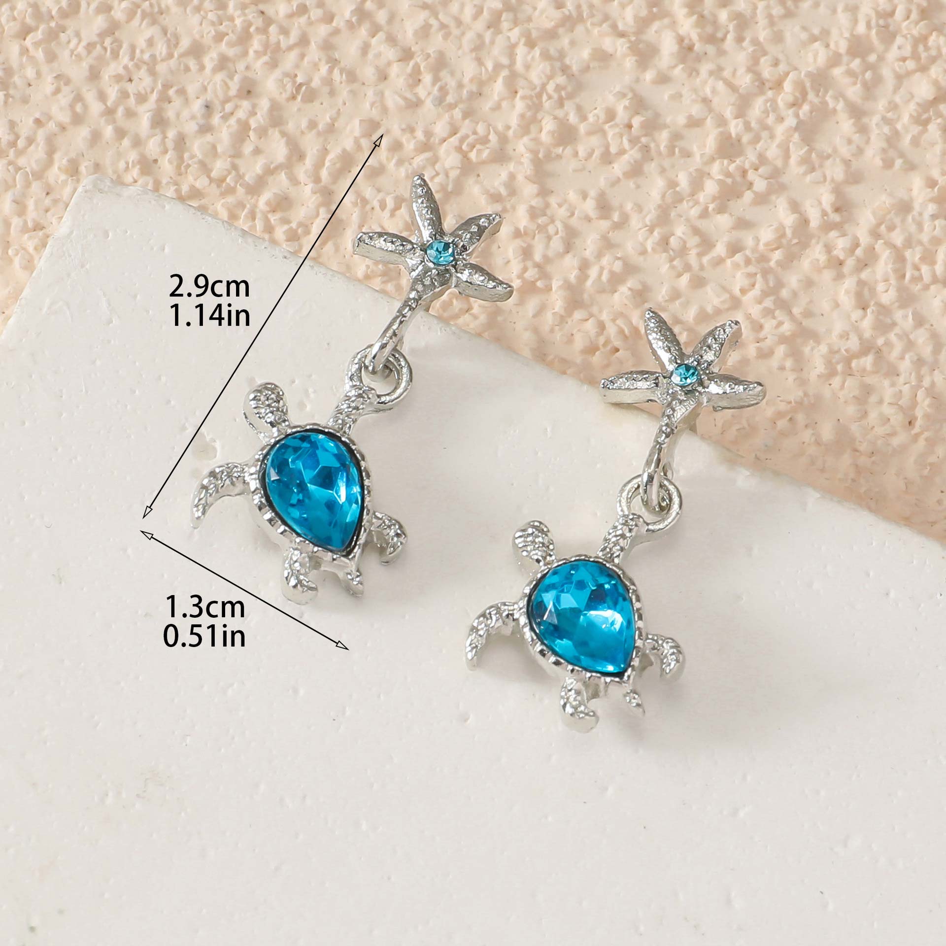 Neon Blue jewelry,Animal Print jewelry,Turtle Neon Blue Starfish Alloy Earrings