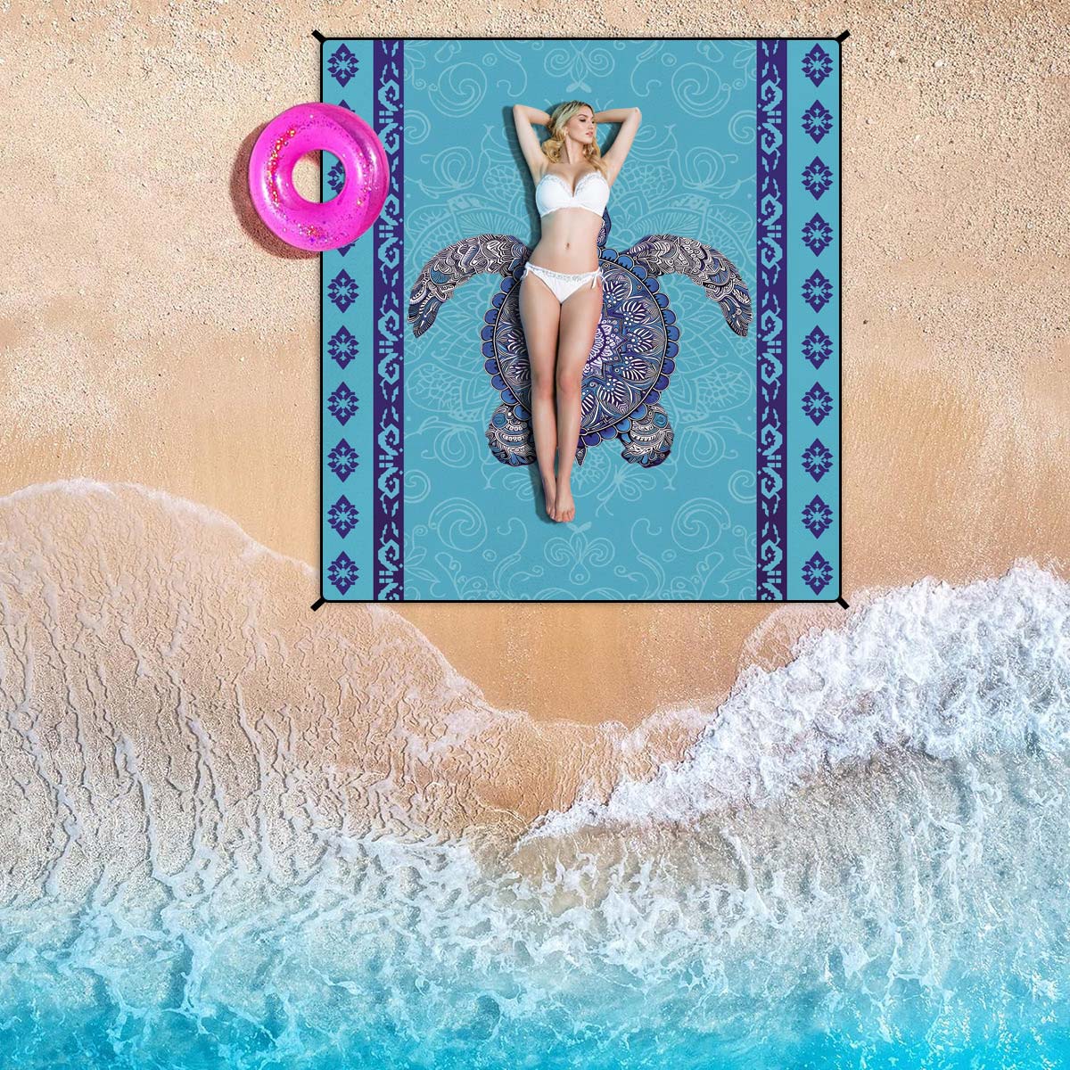 Blue accessories,Animal Print accessories,Marine Life Print Blue Beach Blanket