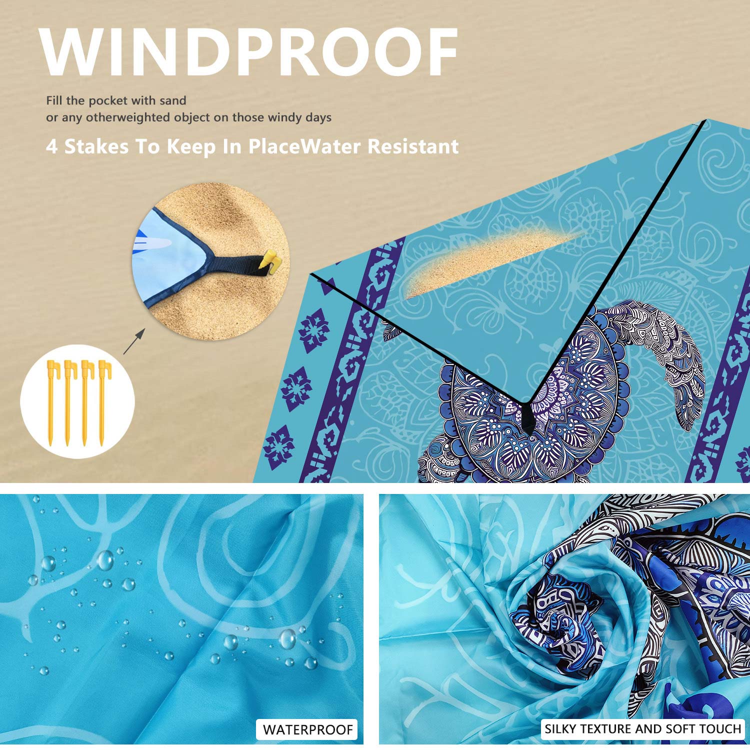 Blue accessories,Animal Print accessories,Marine Life Print Blue Beach Blanket