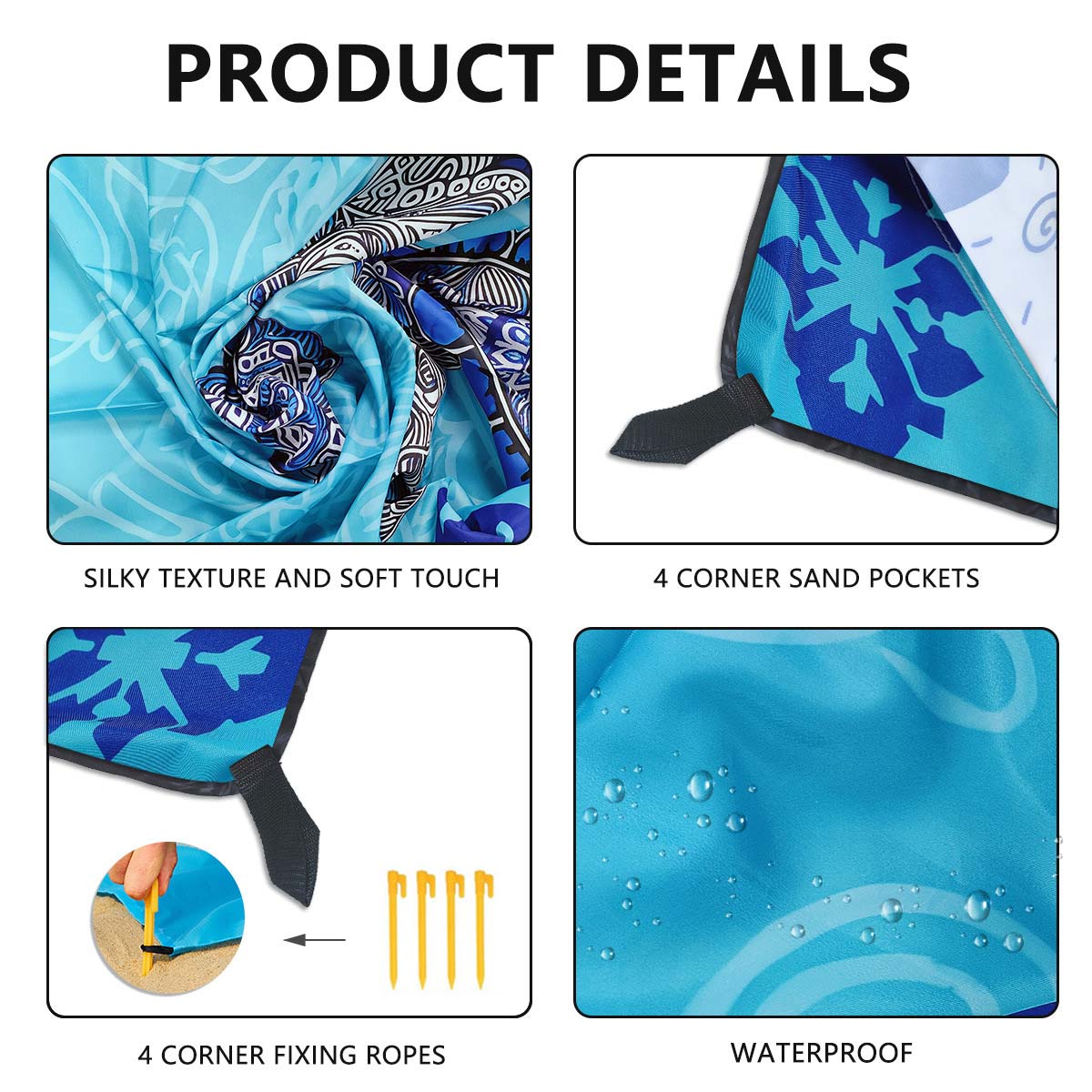 Blue accessories,Animal Print accessories,Marine Life Print Blue Beach Blanket