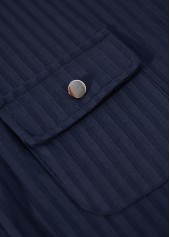 Navy tops,Plain Color tops,ROTITA Button Navy Split Neck Short Sleeve Blouse