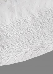 White tops,Plain Color tops,ROTITA Embroidery White Split Neck Short Sleeve T Shirt