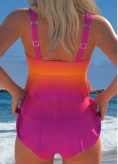 Orange swimwear,Ombre swimwear,ROTITA Layered Pink Ombre High Waisted Tankini Set