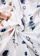 White dresses,Floral dresses,Plants dresses,Everyday dresses,Casual dresses,ROTITA Smocked Floral Print White Short V Neck Sleeveless Dress