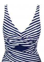 Navy swimwear,Striped swimwear,Geometric swimwear,ROTITA Criss Cross Navy Striped One Piece Swimwear