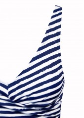 Navy swimwear,Striped swimwear,Geometric swimwear,ROTITA Criss Cross Navy Striped One Piece Swimwear