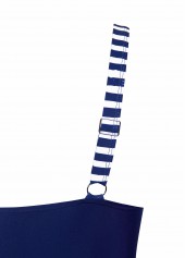 Navy swimwear,Striped swimwear,Geometric swimwear,ROTITA Criss Cross Navy Striped One Piece Swimwear