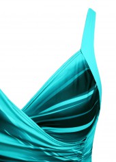 Cyan swimwear,Black swimwear,Ombre swimwear,ROTITA Drawstring Cyan Ombre One Piece Swimdress