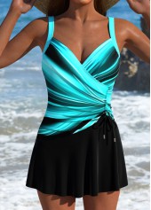 maillot de bain une pièce cyan ombré avec cordon de serrage rotita