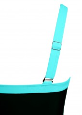 Cyan swimwear,Black swimwear,Ombre swimwear,ROTITA Drawstring Cyan Ombre One Piece Swimdress