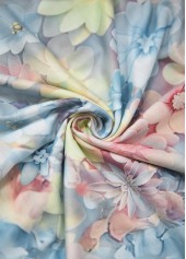 Light Blue tops,Floral tops,Plants tops,ROTITA Patchwork Floral Print Light Blue V Neck Tank Top