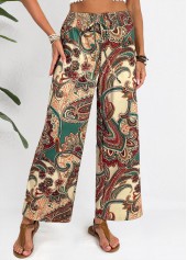 pantalon large camel clair à imprimé tribal doux