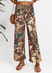 Light Camel bottoms,Tribal bottoms,Soft Tribal Print Light Camel Wide Leg Pants