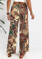 Light Camel bottoms,Tribal bottoms,Soft Tribal Print Light Camel Wide Leg Pants