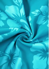 Cyan plus size,Floral plus size,Plants plus size,ROTITA Plus Size Mid Waisted Criss Cross Cyan Tankini Set