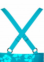 Cyan plus size,Floral plus size,Plants plus size,ROTITA Plus Size Mid Waisted Criss Cross Cyan Tankini Set