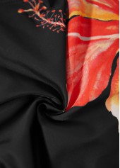 Orange swimwear,Floral swimwear,Plants swimwear,ROTITA Circular Ring Orange Floral Print One Piece Swimwear