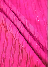 Hot Pink swimwear,Plain Color swimwear,ROTITA Jacquard Hot Pink Mid Waisted Tankini Set