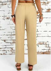 Light Camel bottoms,Plain Color bottoms,Light Camel Straight Leg Elastic Waist High Waisted Pants