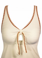 Beige plus size,Plants plus size,ROTITA Plus Size Mid Waisted Criss Cross Tankini Set