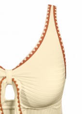 Beige plus size,Plants plus size,ROTITA Plus Size Mid Waisted Criss Cross Tankini Set