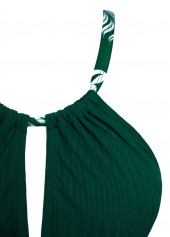 Blackish Green swimwear,Floral swimwear,Plants swimwear,ROTITA Criss Cross Blackish Green Floral Print Tankini Set