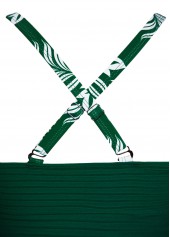 Blackish Green swimwear,Floral swimwear,Plants swimwear,ROTITA Criss Cross Blackish Green Floral Print Tankini Set