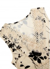 Beige dresses,Floral dresses,Plants dresses,Everyday dresses,Casual dresses,ROTITA Embroidery Floral Print Beige V Neck Sleeveless Dress