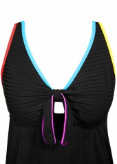 Black swimwear,Contrast Color swimwear,ROTITA Two Piece Black Mid Waisted Tankini Set