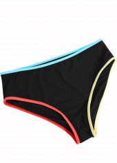 Black swimwear,Contrast Color swimwear,ROTITA Two Piece Black Mid Waisted Tankini Set