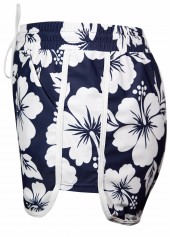 Blue swimwear,Floral swimwear,Plants swimwear,ROTITA Contrast Binding Blue Floral Print Mid Waisted Tankini Set