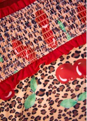 Red swimwear,Leopard swimwear,Animal Print swimwear,ROTITA Two Piece Red Leopard Mid Waisted Tankini Set