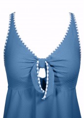 Dusty Blue swimwear,Floral swimwear,Plants swimwear,ROTITA Two Piece Dusty Blue Floral Print Tankini Set