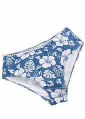 Dusty Blue swimwear,Floral swimwear,Plants swimwear,ROTITA Two Piece Dusty Blue Floral Print Tankini Set