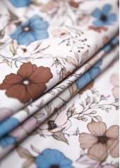 Light Coffee swimwear,Floral swimwear,Plants swimwear,ROTITA Ruched Light Coffee Floral Print Mid Waisted Tankini Set