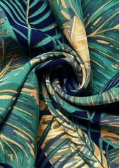 Turquoise bottoms,Plants bottoms,Plants Print Turquoise Wide Leg Elastic Waist Pants