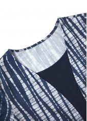 Navy tops,Tie Dye tops,ROTITA Patchwork Tie Dye Print Navy Fake Two Piece Twinset