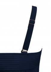 Navy swimwear,Paisley swimwear,ROTITA Contrast Binding Navy Paisley Print Mid Waisted Tankini Set