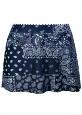 Navy swimwear,Paisley swimwear,ROTITA Contrast Binding Navy Paisley Print Mid Waisted Tankini Set
