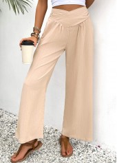 Light Coffee bottoms,Plain Color bottoms,Light Coffee Wide Leg Elastic Waist High Waisted Pants