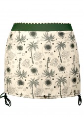 Beige swimwear,Plants swimwear,ROTITA Beige Tropical Plants Print Mid Waisted Tankini Set