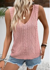 Pink V Neck Sleeveless Tank Top