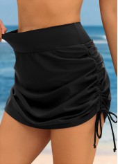 Black swimwear,Plain Color swimwear,ROTITA Black High Waisted Ruched Swim Skirt