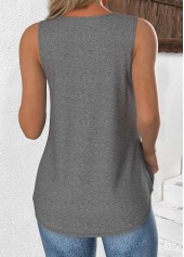Grey tops,Plain Color tops,ROTITA Grey V Neck Sleeveless Tank Top