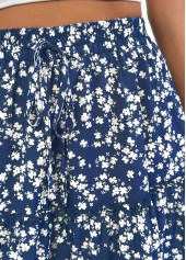 Blue bottoms,Ditsy Floral bottoms,Ditsy Floral Print Blue Maxi Elastic Waist Skirt