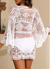 White swimwear,Plain Color swimwear,White Color Lightweight V Neck Cover Up