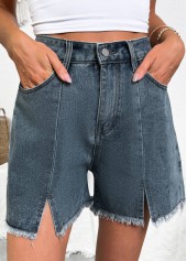 Jeansblaue Shorts mit Knopfleiste und hoher Taille